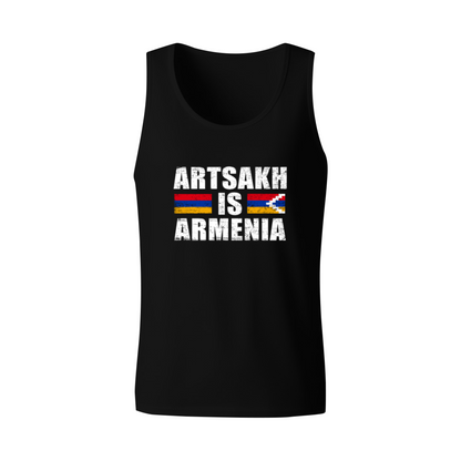 Distressed Artsakh Is Armenia Dual Flag Patriotic Men Tank Top