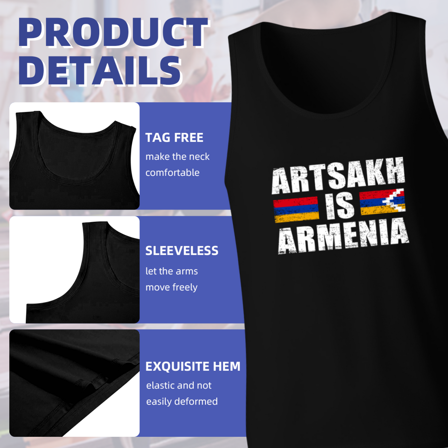 Distressed Artsakh Is Armenia Dual Flag Patriotic Men Tank Top