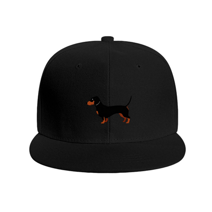 Dachshund Puppy Print White Flat Brim Sun Snapback Hat