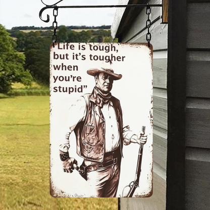 Western Cowboy Life Tough Vintage Retro Tin Sign