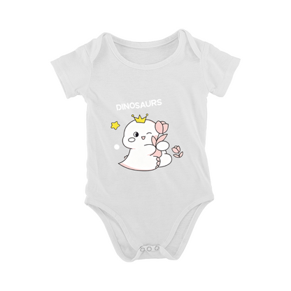 Cute Crown Ghost Dinosaur Tulip Print Black Infant Onesie