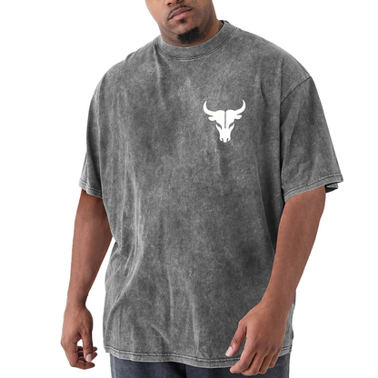 Minimal White Bull Skull Chest Logo