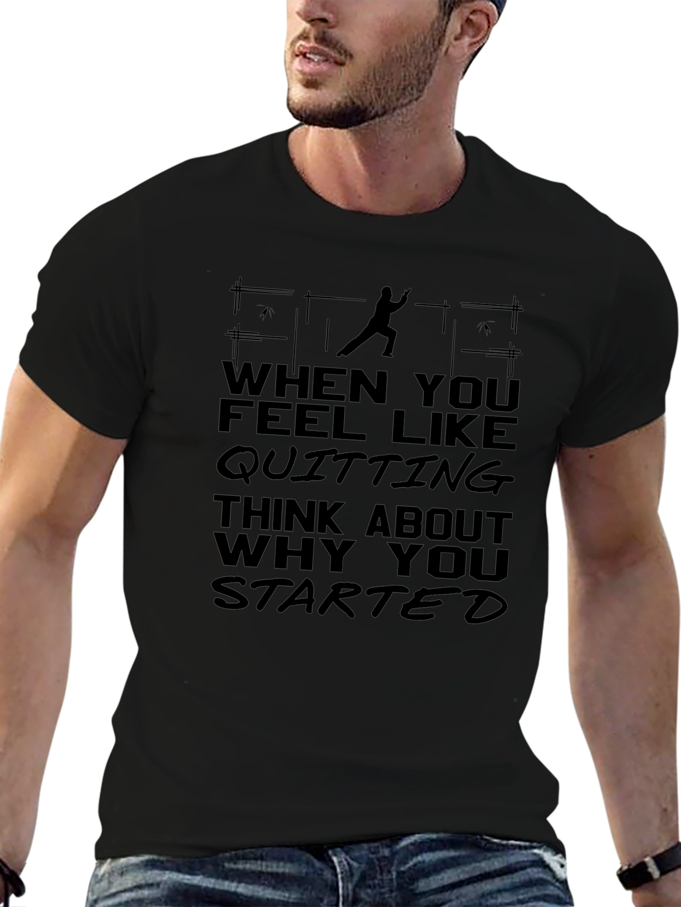 Motivational Quote Graphic Black T-Shirt