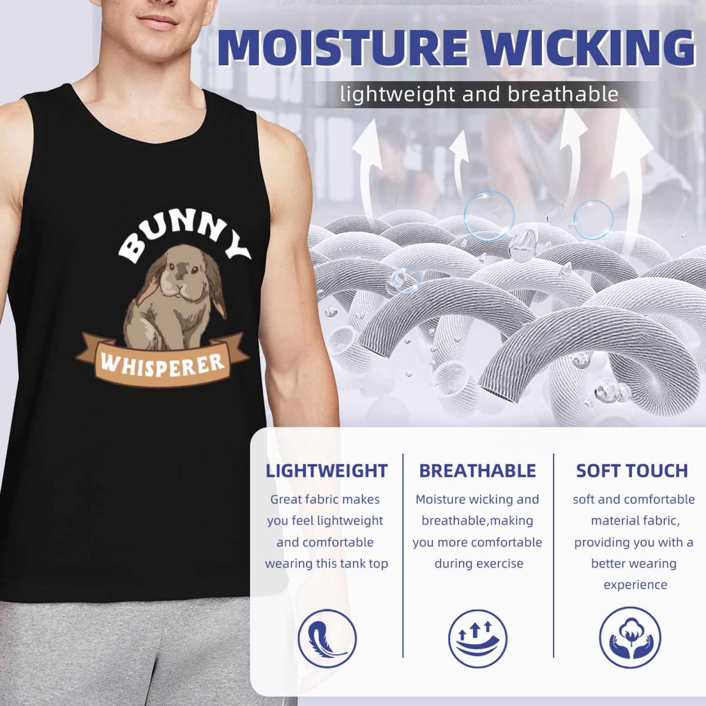 Bunny Whisperer Cute Lop Rabbit Pet Lover Graphic Men Tank Top