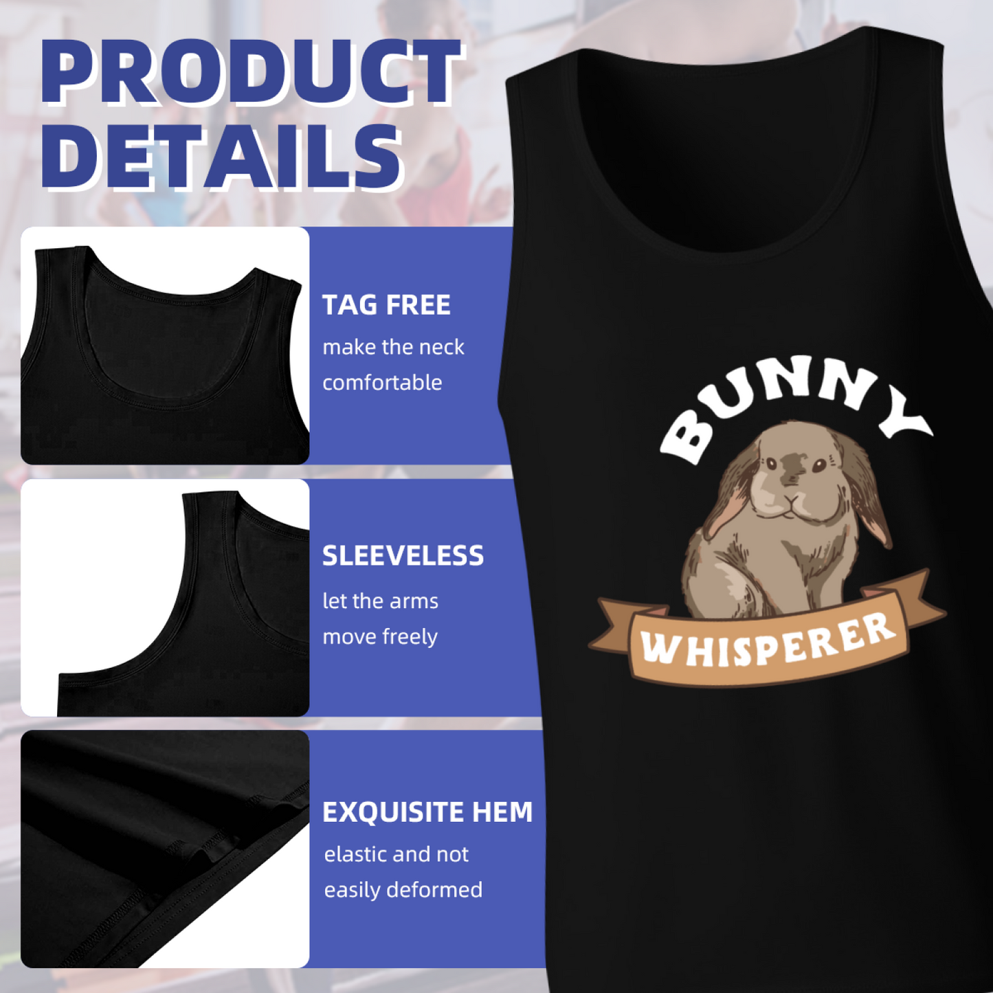 Bunny Whisperer Cute Lop Rabbit Pet Lover Graphic Men Tank Top