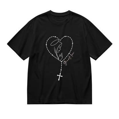 Sacred Virgin Mary Heart Rosary Cross Faith Plus Size Women Printed T-Shirt