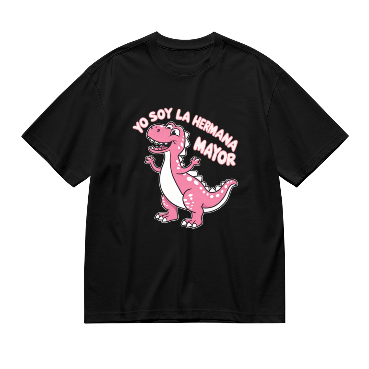 Spanish Yo Soy La Hermana Mayor Pink Dino Plus Size Women Graphic Tee