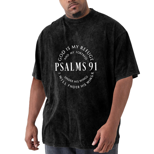 Psalms 91 White Circular Verse Graphic
