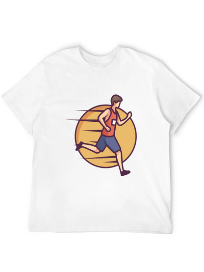 Black Graphic Tee: Cartoon Runner Design