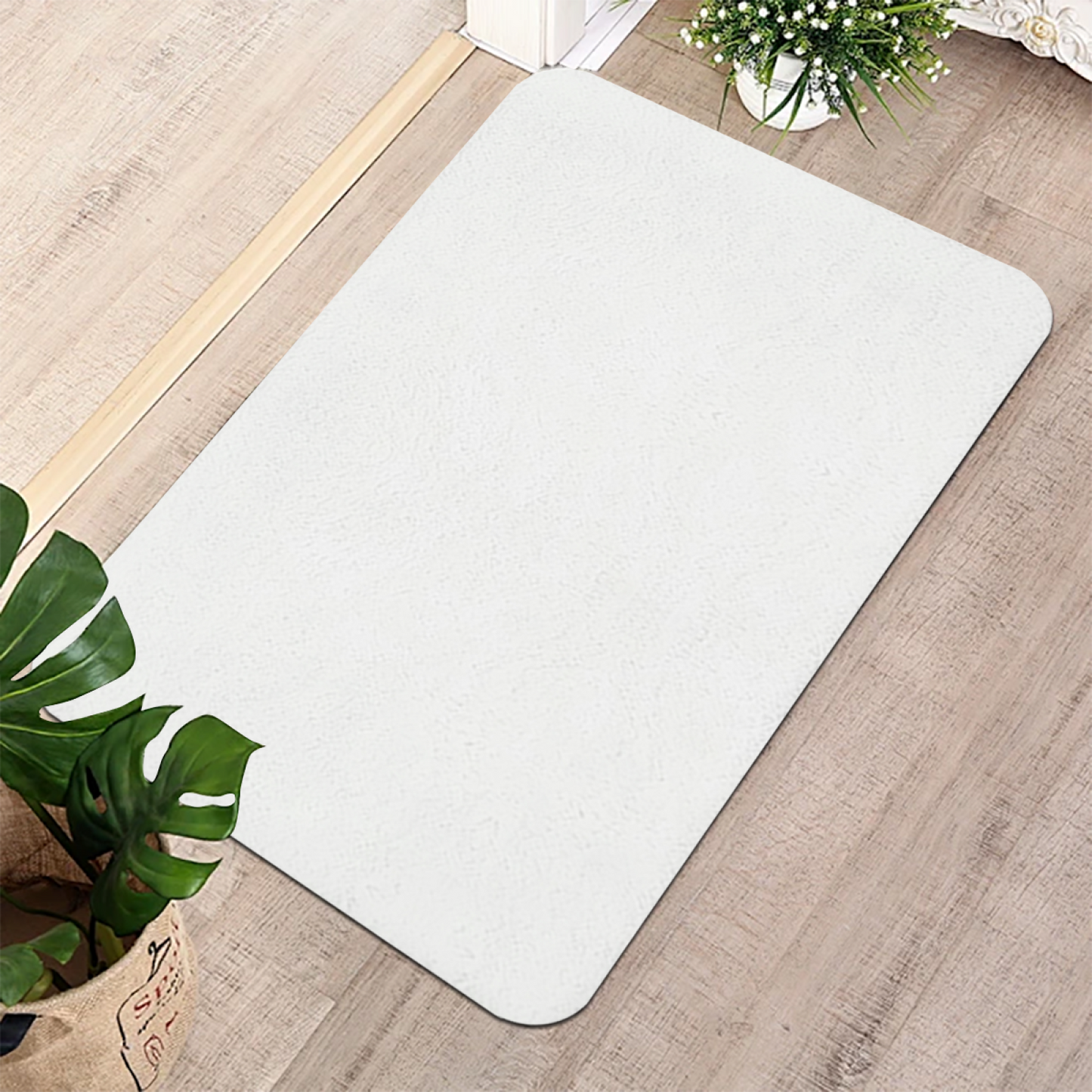 Pure Blank White Diatomaceous Earth Mat | Plain Silicone Anti-Slip Universal Floor Rug