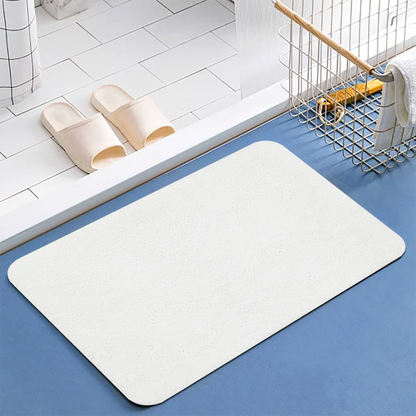 Pure Blank White Diatomaceous Earth Mat | Plain Silicone Anti-Slip Universal Floor Rug
