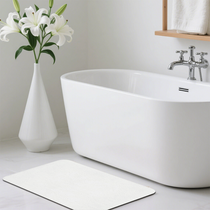 Pure Blank White Diatomaceous Earth Mat | Plain Silicone Anti-Slip Universal Floor Rug