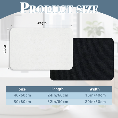 Pure Blank White Diatomaceous Earth Mat | Plain Silicone Anti-Slip Universal Floor Rug