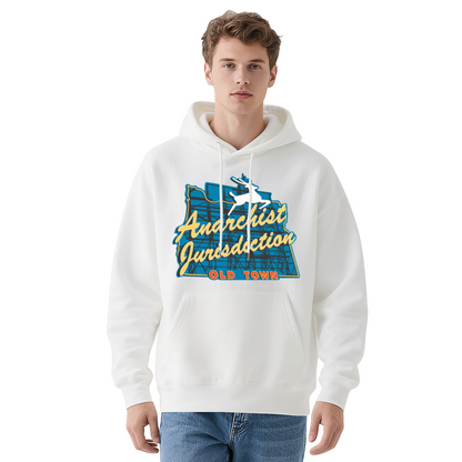 Anarchist Jurisdiction Old Town Deer Map Hoodie, Soft Comfort White Street Hoodie