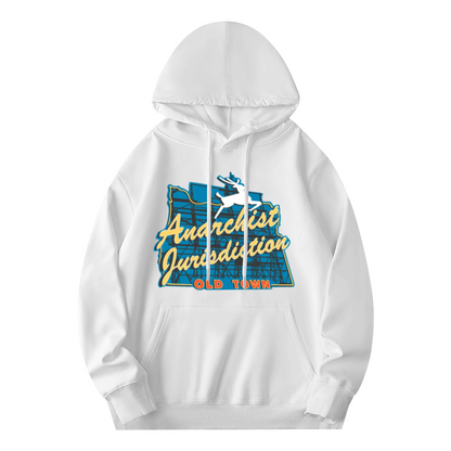 Anarchist Jurisdiction Old Town Deer Map Hoodie, Soft Comfort White Street Hoodie
