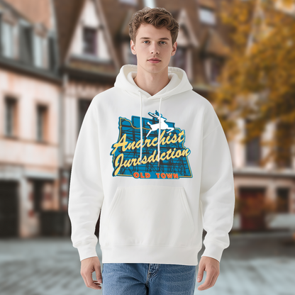 Anarchist Jurisdiction Old Town Deer Map Hoodie, Soft Comfort White Street Hoodie