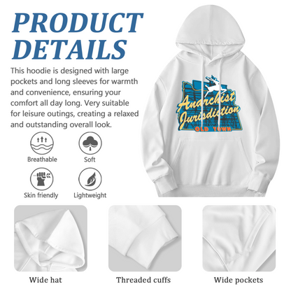 Anarchist Jurisdiction Old Town Deer Map Hoodie, Soft Comfort White Street Hoodie
