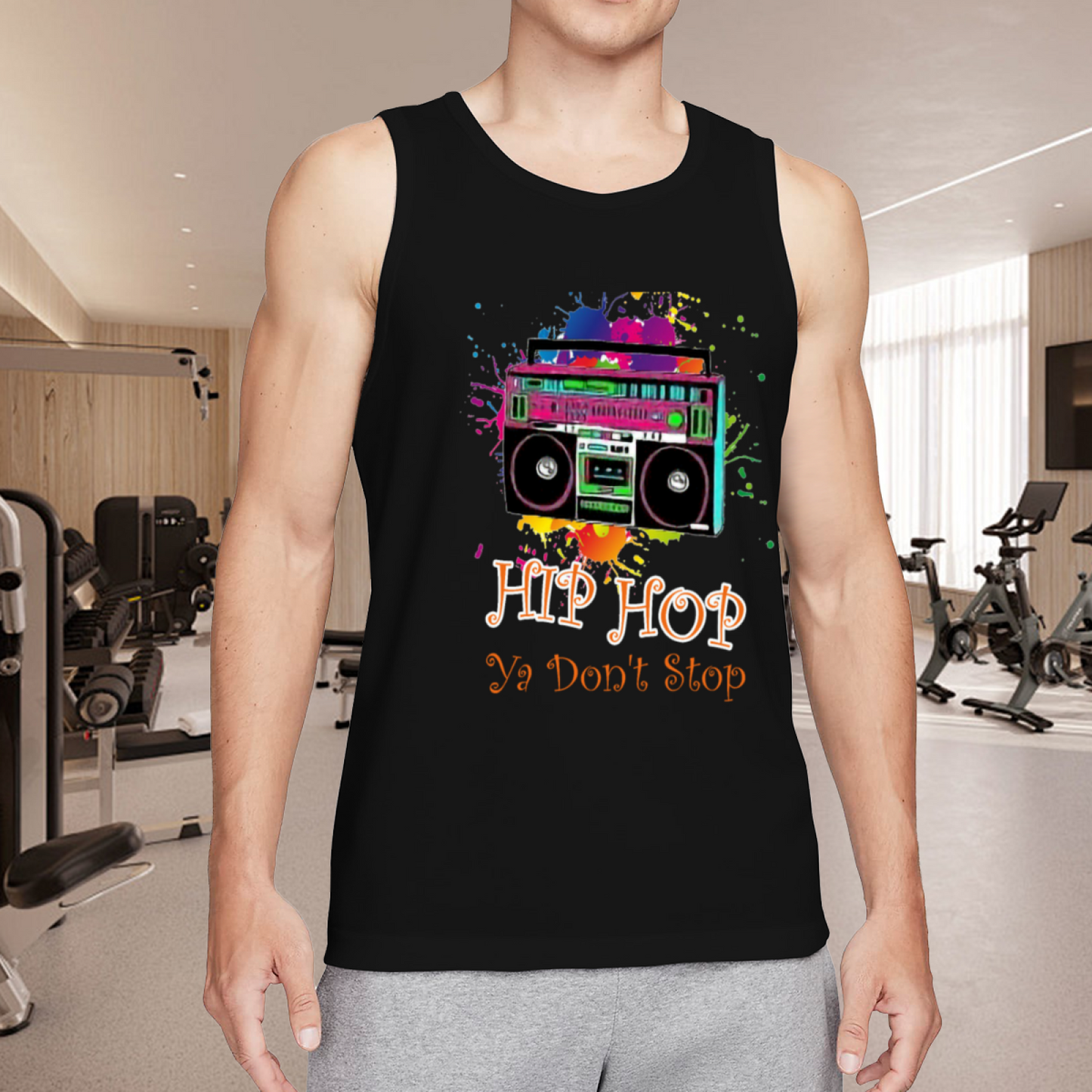 Hip Hop Ya Don't Stop Boombox Color Splash Tank Top