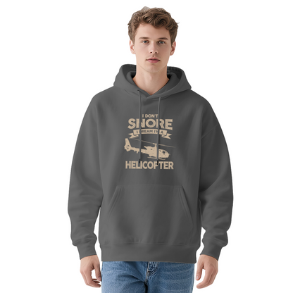 Funny Helicopter Snore Quote Hoodie, Men Comfort Vintage Print Black Hoodie