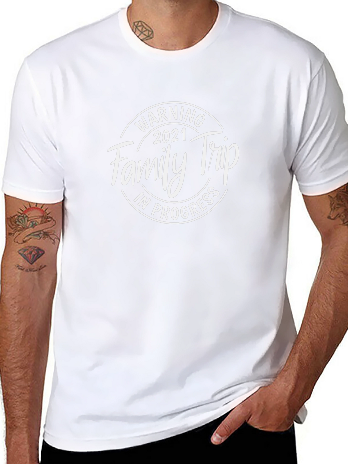 Family Trip 2021 T-Shirt - Black Crew Neck Tee