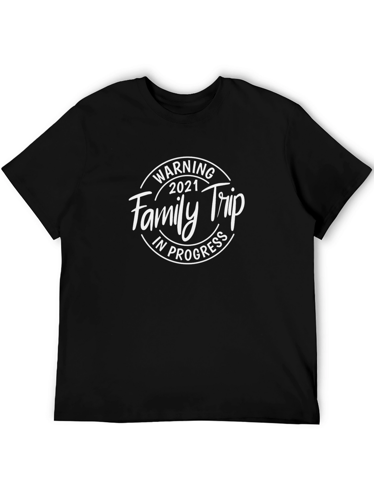 Family Trip 2021 T-Shirt - Black Crew Neck Tee