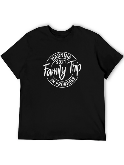 Family Trip 2021 T-Shirt - Black Crew Neck Tee