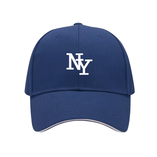 Classic NY Interlock Navy Sandwich Brim Baseball Cap Vintage City Style Hat
