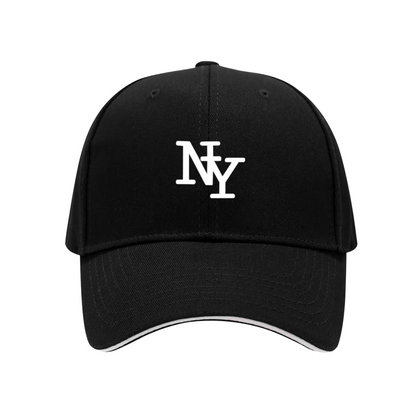 Classic NY Interlock Navy Sandwich Brim Baseball Cap Vintage City Style Hat