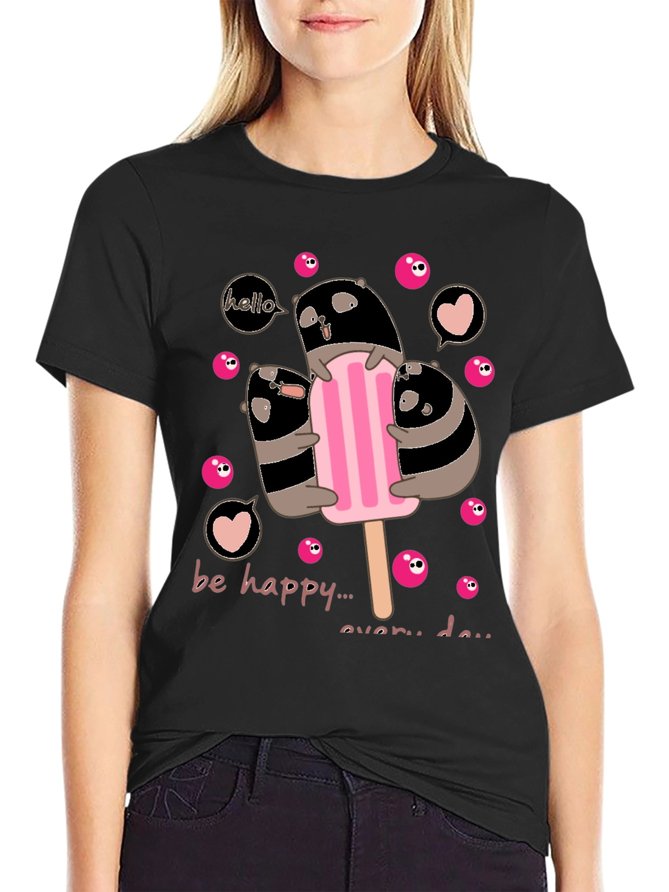 Cute Panda Ice Cream T-Shirt