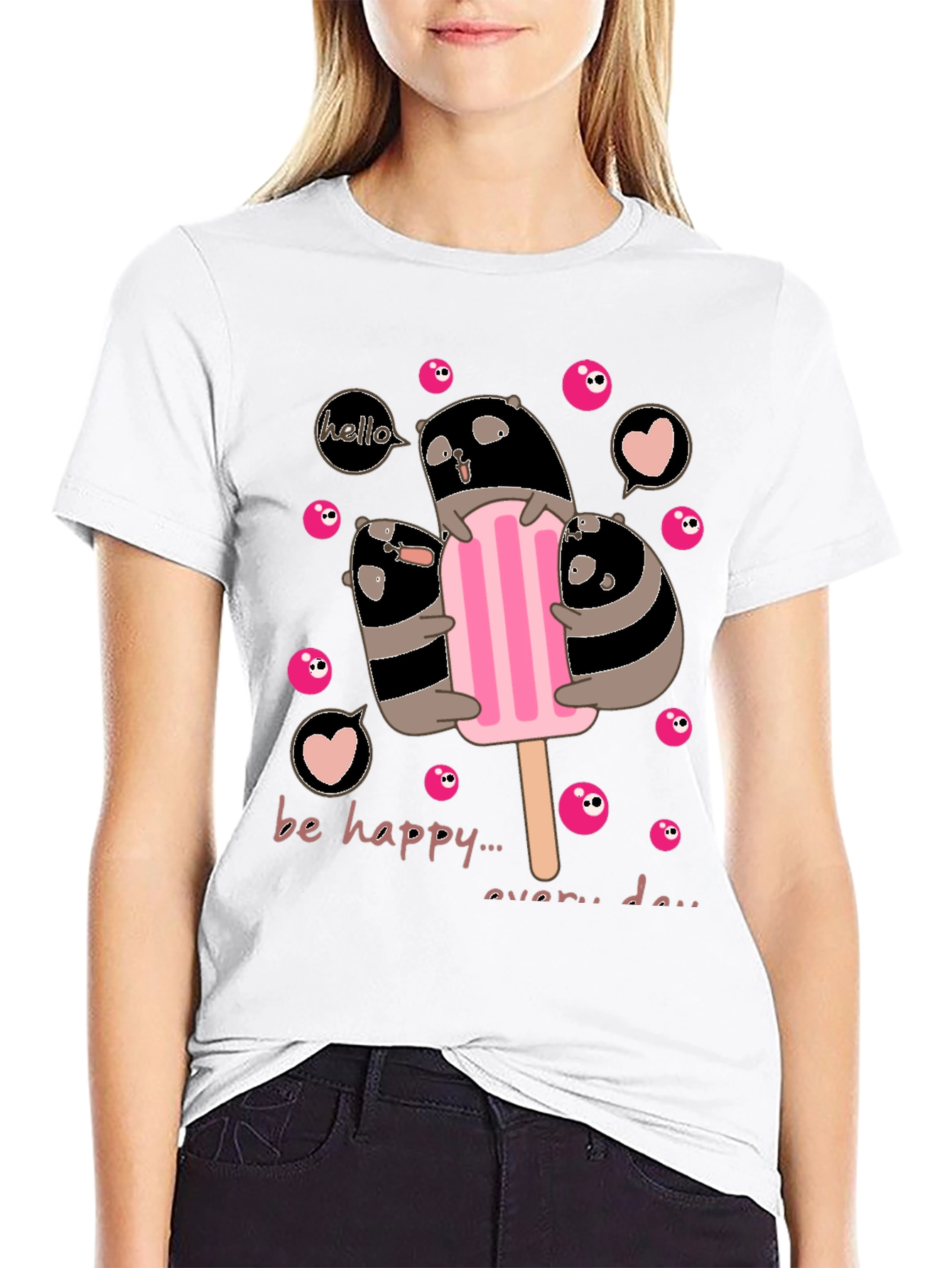 Cute Panda Ice Cream T-Shirt