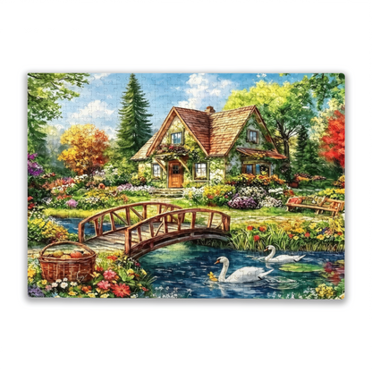 Idyllic Forest Stream Swan Countryside Cottage Garden Puzzle 3 Sizes