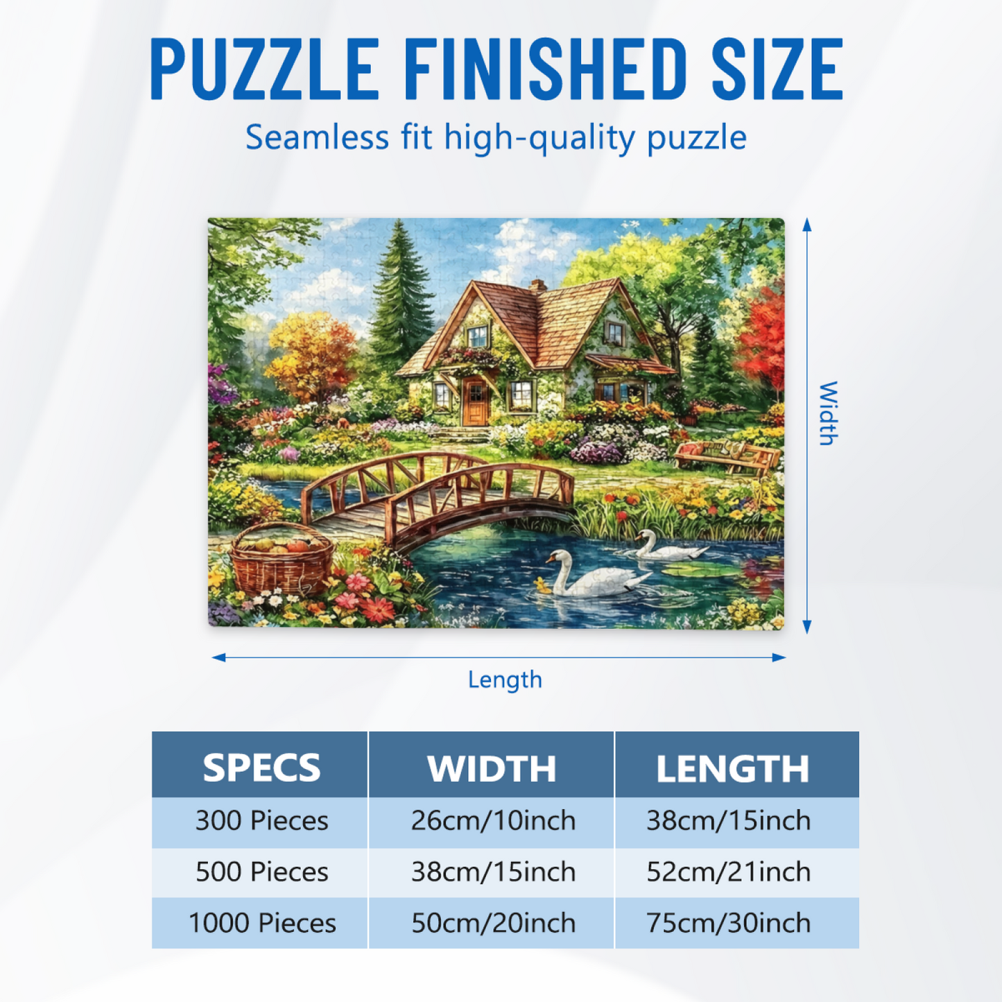 Idyllic Forest Stream Swan Countryside Cottage Garden Puzzle 3 Sizes