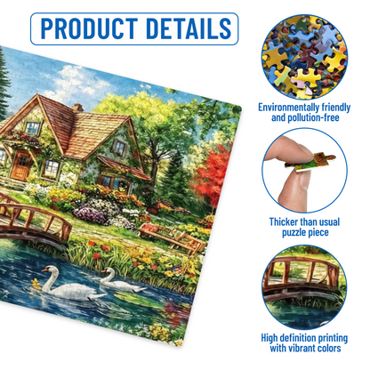 Idyllic Forest Stream Swan Countryside Cottage Garden Puzzle 3 Sizes