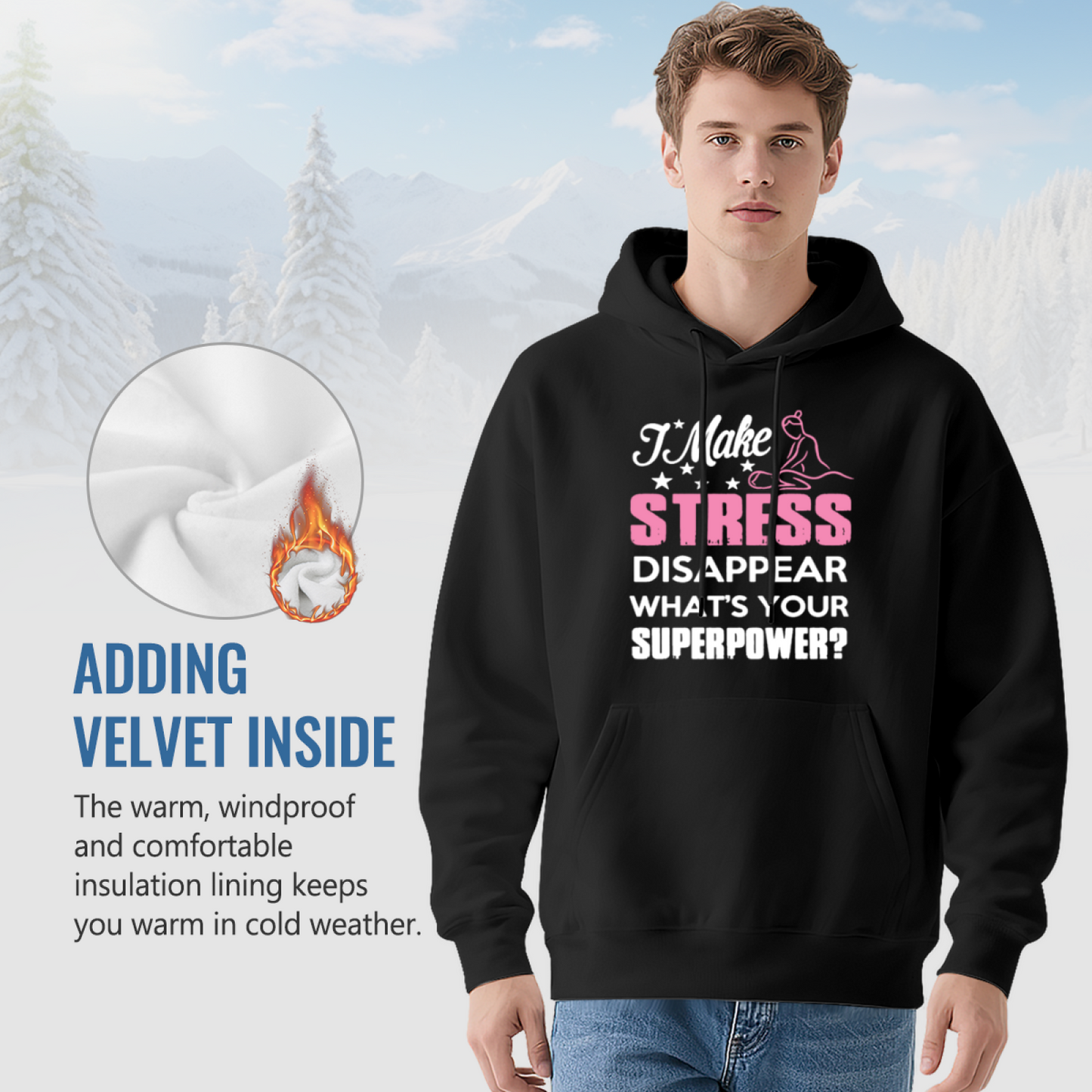 I Make Stress Disappear Massage Therapist Graphic Hoodie, Relaxed Cozy Fit