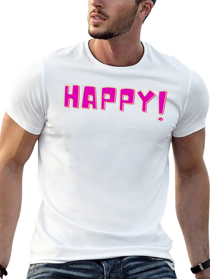 Happy Graphic Print Black T-Shirt