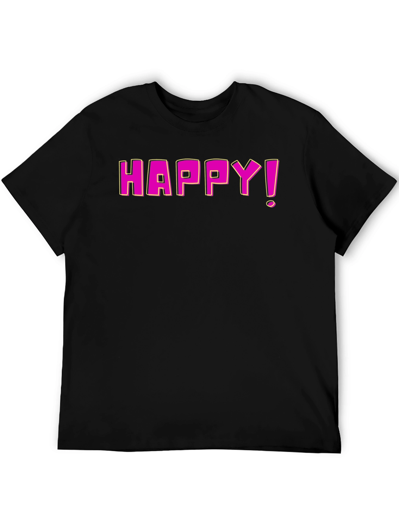 Happy Graphic Print Black T-Shirt