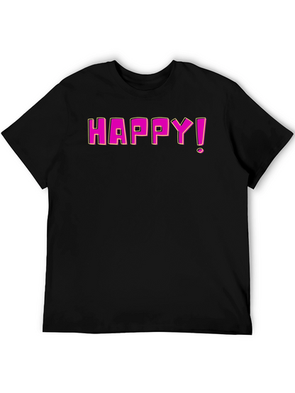 Happy Graphic Print Black T-Shirt