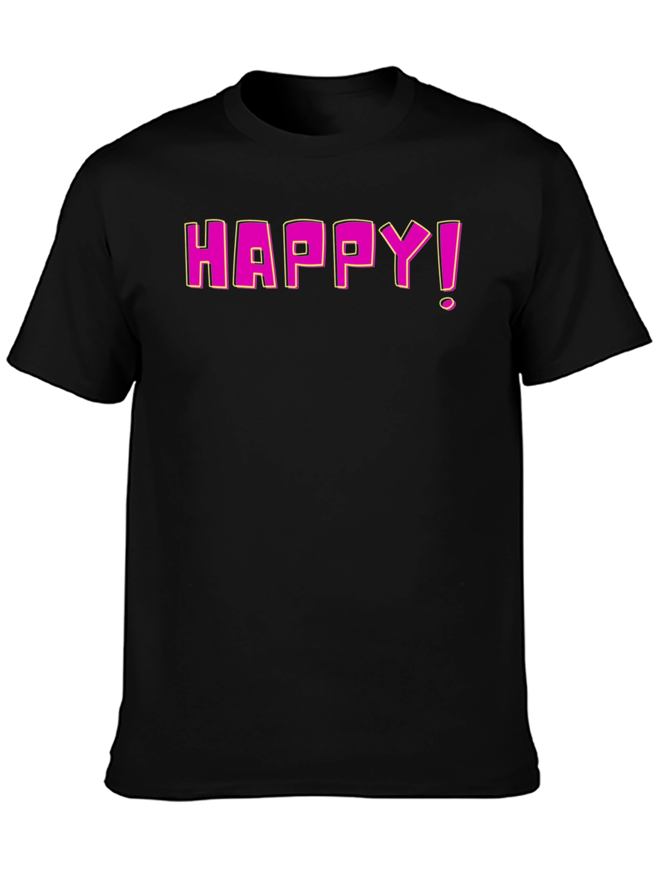 Happy Graphic Print Black T-Shirt