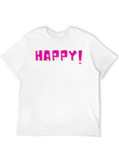 Happy Graphic Print Black T-Shirt