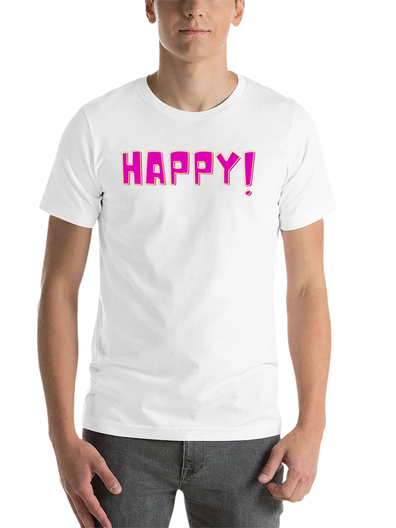 Happy Graphic Print Black T-Shirt