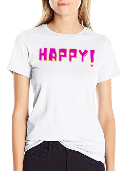 Happy Graphic Print Black T-Shirt