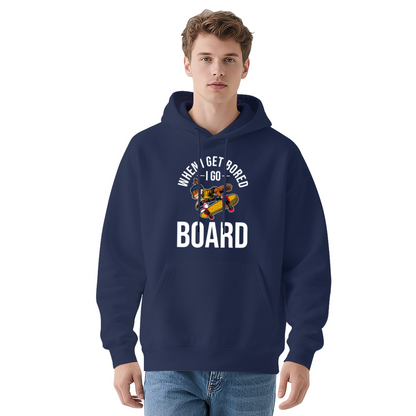 Skate Lover When I Get Bored I Go Board Navy Hoodie, Cozy Streetwear Sweatshirt