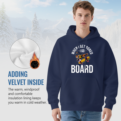 Skate Lover When I Get Bored I Go Board Navy Hoodie, Cozy Streetwear Sweatshirt