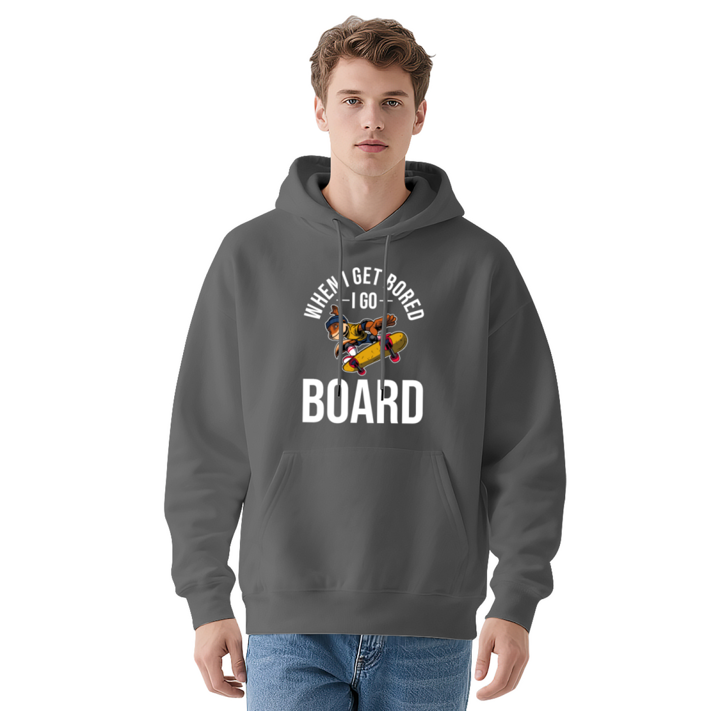 Skate Lover When I Get Bored I Go Board Navy Hoodie, Cozy Streetwear Sweatshirt