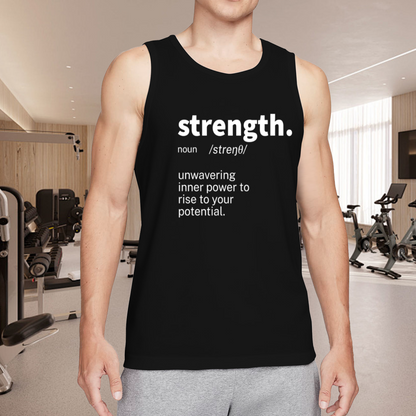 Strength Definition Inspirational Minimalist Mens Muscle Tank