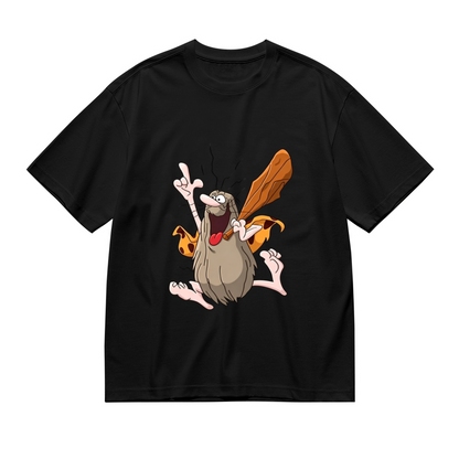 Retro Captain Caveman Cartoon Black Plus Size Ladies Tee