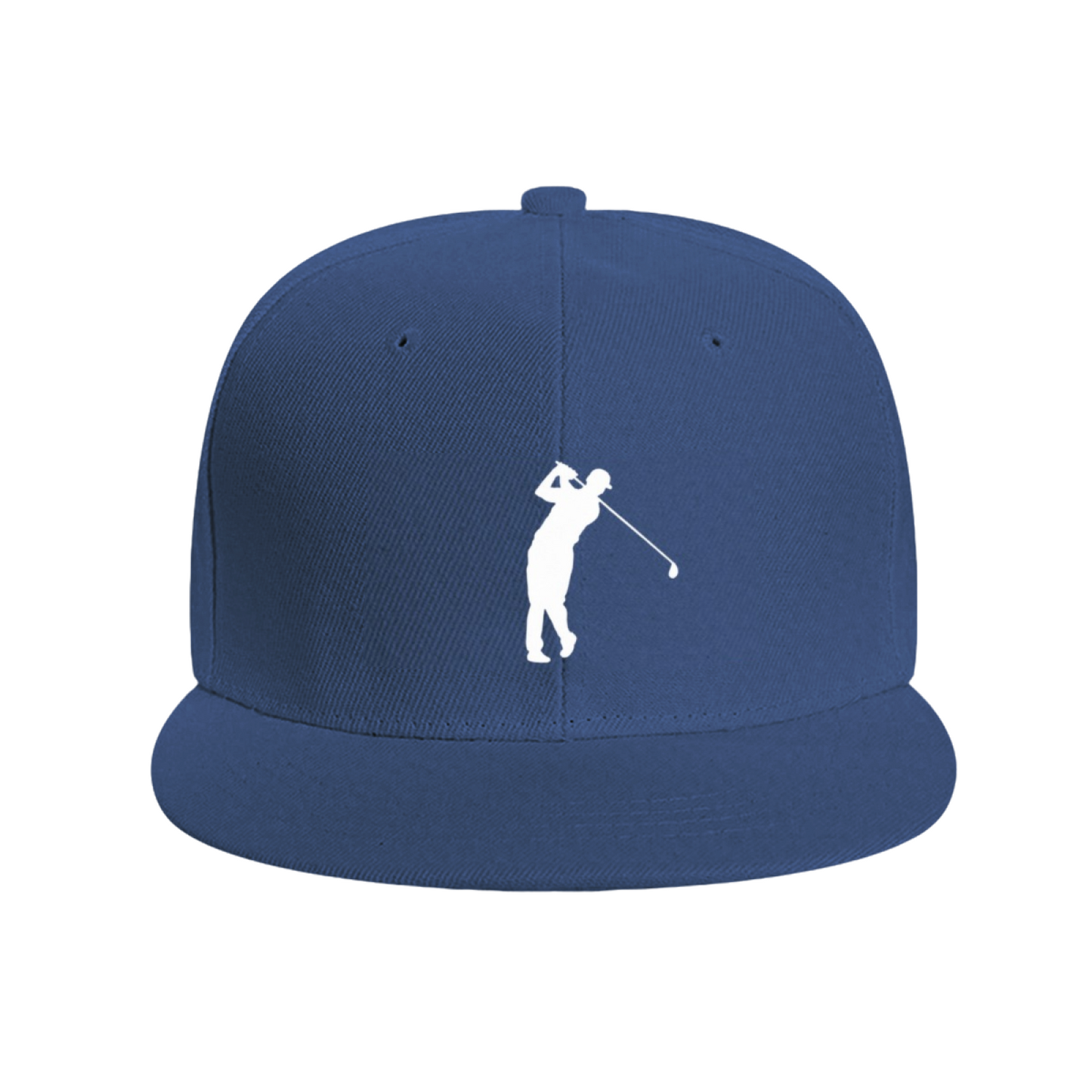 Golfer Swing Silhouette Minimal Blue Flat Brim Sports Cap