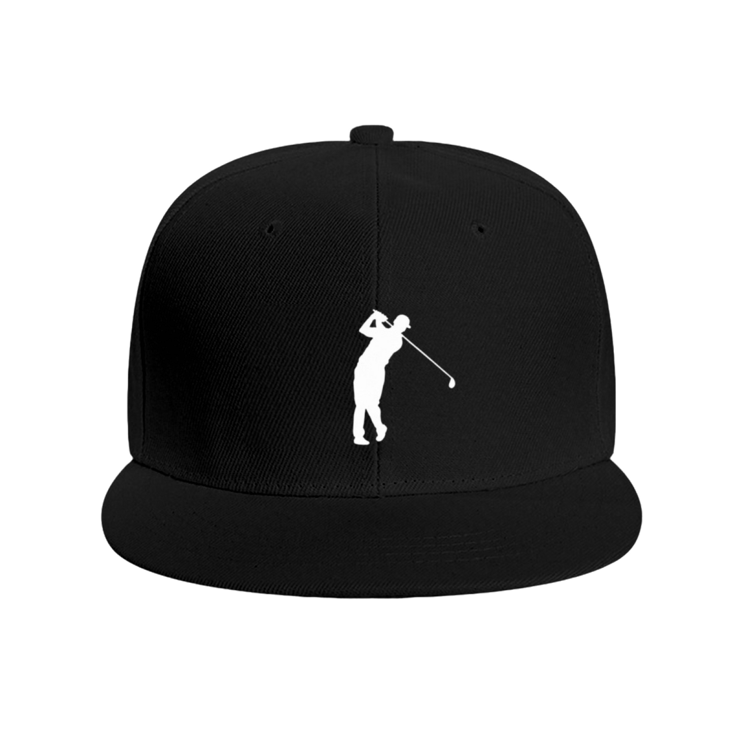 Golfer Swing Silhouette Minimal Blue Flat Brim Sports Cap