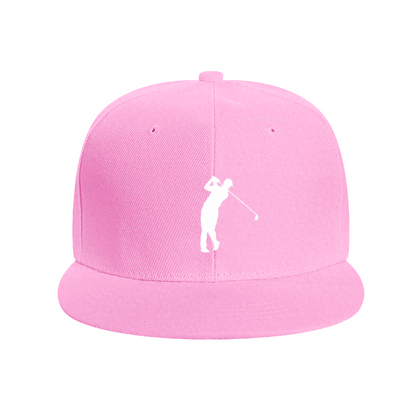 Golfer Swing Silhouette Minimal Blue Flat Brim Sports Cap