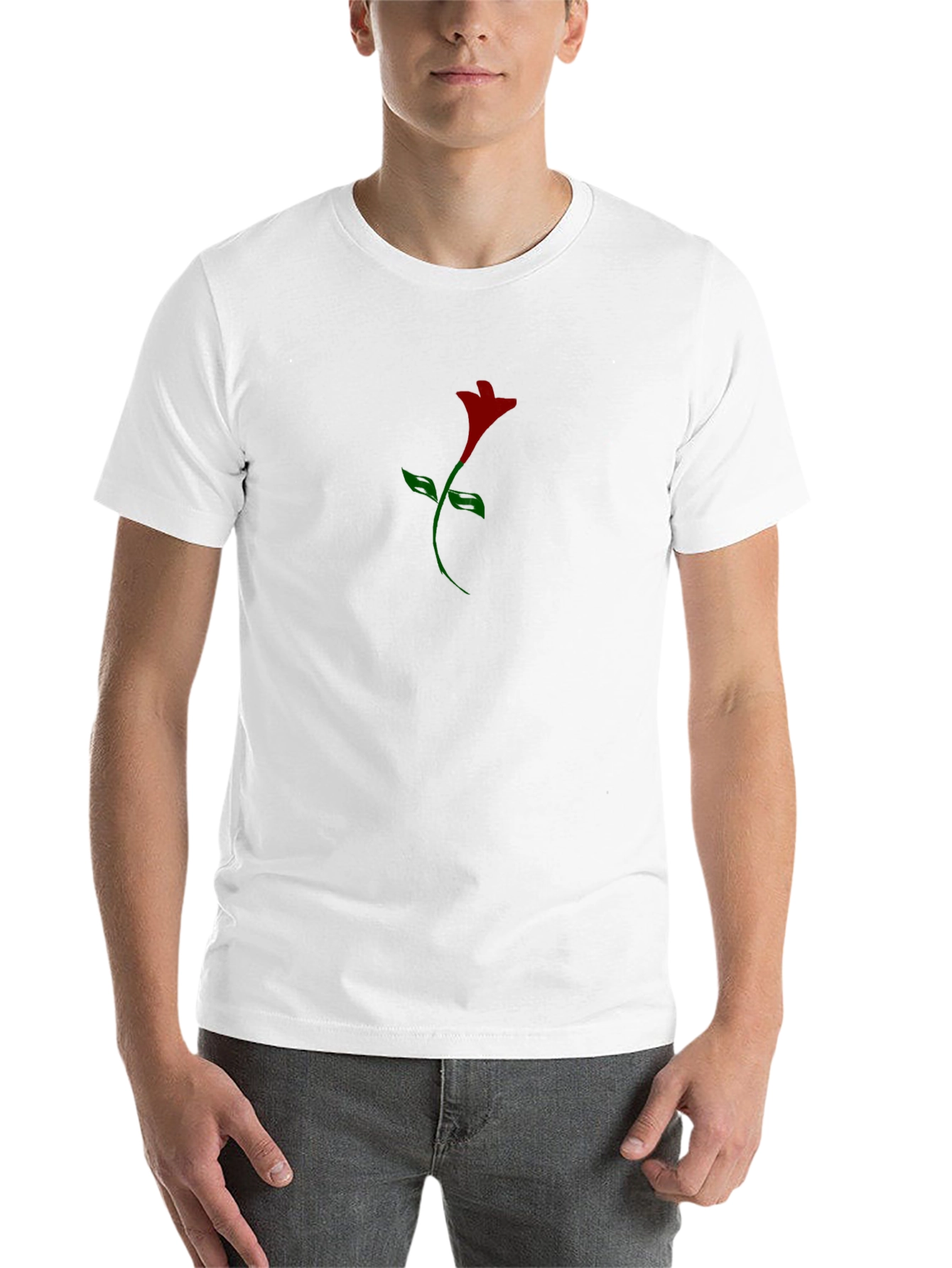 Mens Black T-Shirt with Rose Graphic Print